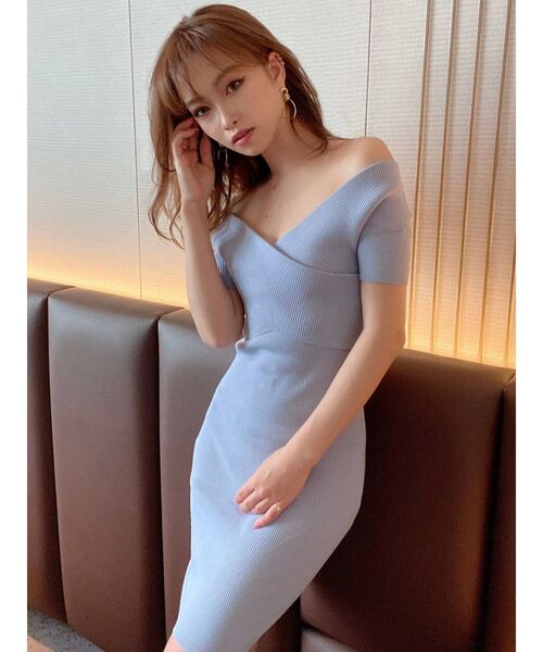 RESEXXY（リゼクシー）の「フロントクロスオフショルニットワンピース（ワンピース・レディース・ブラック/ベージュ/ピンク/ブルー・SMALL/MEDIUM）」の12枚目の写真