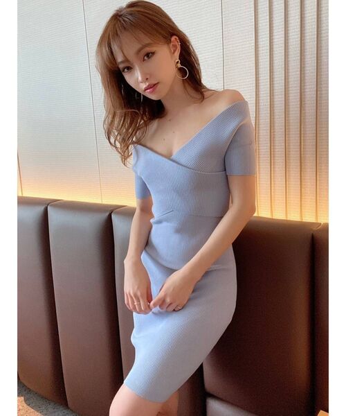 RESEXXY（リゼクシー）の「フロントクロスオフショルニットワンピース（ワンピース・レディース・ブラック/ベージュ/ピンク/ブルー・SMALL/MEDIUM）」の13枚目の写真