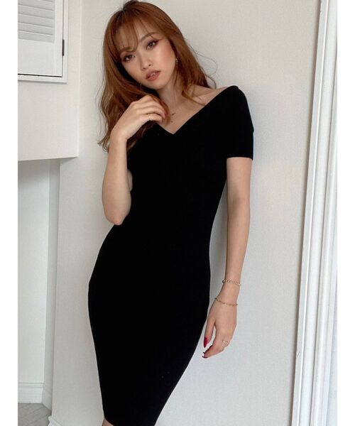 RESEXXY（リゼクシー）の「フロントクロスオフショルニットワンピース（ワンピース・レディース・ブラック/ベージュ/ピンク/ブルー・SMALL/MEDIUM）」の17枚目の写真