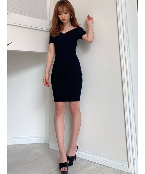 RESEXXY（リゼクシー）の「フロントクロスオフショルニットワンピース（ワンピース・レディース・ブラック/ベージュ/ピンク/ブルー・SMALL/MEDIUM）」の18枚目の写真