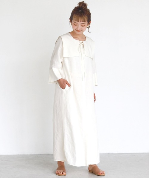 Eprouve エプローブ リネン混ワンピース SP（エシュペー）｜1/60 LINEN-APRON ONEPIECE（Charcoal