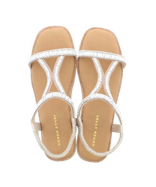 JELLY BEANS（ジェリービーンズ）の「ストーンラインフラットサンダル(211-30194)JELLY BEANS(ジェリービーンズ)（サンダル・レディース・ブラック/プラチナム・S/M/L）」の6枚目の写真