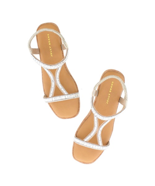 JELLY BEANS（ジェリービーンズ）の「ストーンラインフラットサンダル(211-30194)JELLY BEANS(ジェリービーンズ)（サンダル・レディース・ブラック/プラチナム・S/M/L）」の12枚目の写真