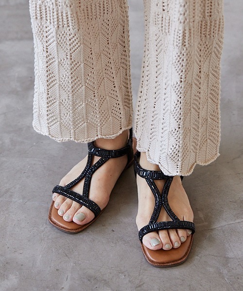 JELLY BEANS（ジェリービーンズ）の「ストーンラインフラットサンダル(211-30194)JELLY BEANS(ジェリービーンズ)（サンダル・レディース・ブラック/プラチナム・S/M/L）」の13枚目の写真