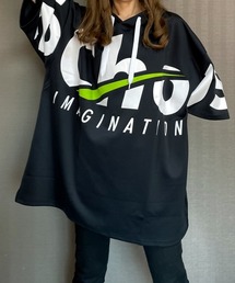 ビックシルエットバックプリントロゴストレッチTシャツパーカーCHOUSE