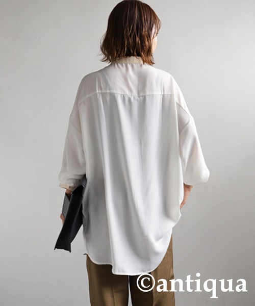 antiqua(アンティカ)の「どこかレトロ!雰囲気抜群デザイン刺繍シャツ(シャツ/ブラウス・レディース・ブラック/オフホワイト/カーキ/イエロー・FREE)」の17枚目の写真
