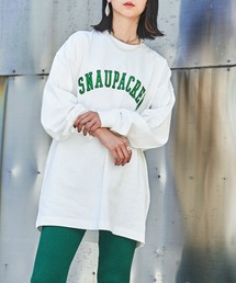 Snap club | 【Snap club】オーバーサイズ カレッジロゴプリント L/Sカットソー プリントロンT(Tシャツ/カットソー)