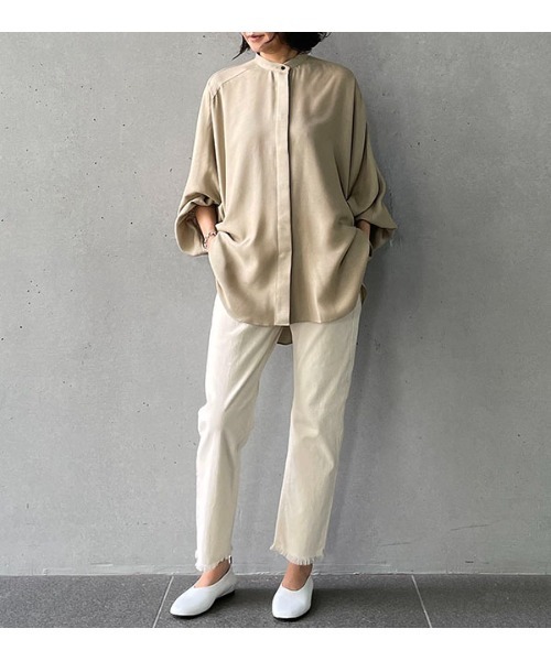 1er Arrondissement(プルミエアロンディスモン)の「ドライレーヨンギャザースリーブブラウス(シャツ/ブラウス・レディース・ブラック/ベージュ/オフホワイト・FREE)」の9枚目の写真