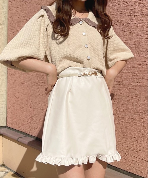 apres jour（アプレジュール）の「フェイクレザーフリル台形スカート【ZOZOTOWN限定アイテム】【8PO】（スカート・レディース・ブラック/アイボリー/モカ・X-LARGE/フリー）」の10枚目の写真