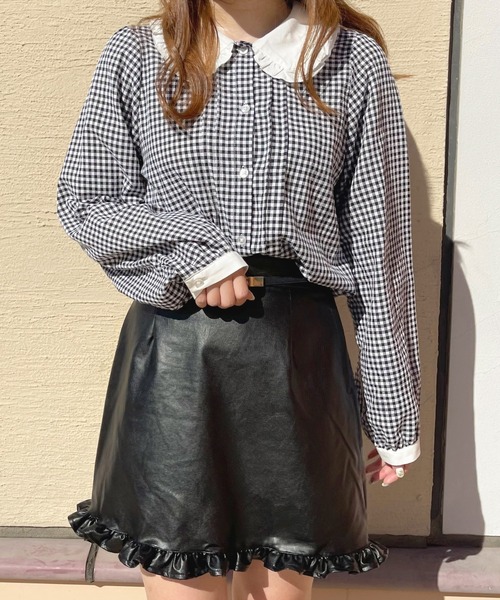 apres jour（アプレジュール）の「フェイクレザーフリル台形スカート【ZOZOTOWN限定アイテム】【8PO】（スカート・レディース・ブラック/アイボリー/モカ・X-LARGE/フリー）」の15枚目の写真