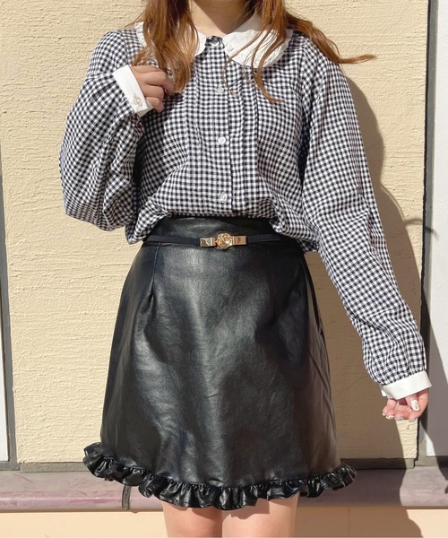 apres jour（アプレジュール）の「フェイクレザーフリル台形スカート【ZOZOTOWN限定アイテム】【8PO】（スカート・レディース・ブラック/アイボリー/モカ・X-LARGE/フリー）」の16枚目の写真