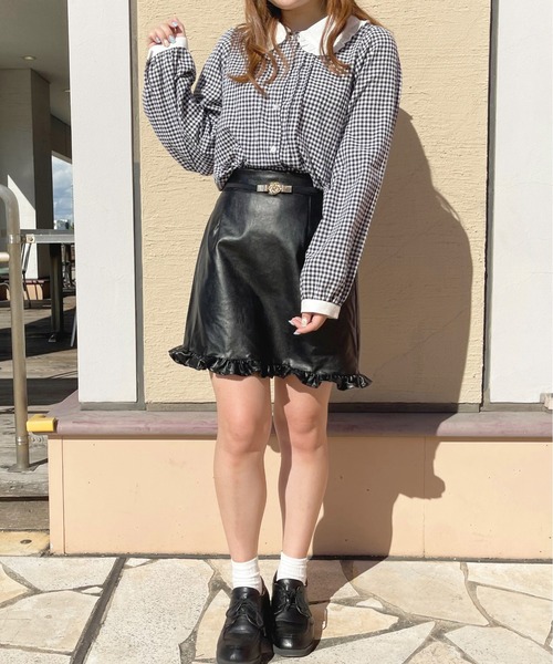 apres jour（アプレジュール）の「フェイクレザーフリル台形スカート【ZOZOTOWN限定アイテム】【8PO】（スカート・レディース・ブラック/アイボリー/モカ・X-LARGE/フリー）」の20枚目の写真