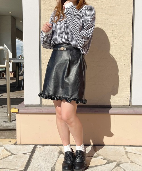 apres jour（アプレジュール）の「フェイクレザーフリル台形スカート【ZOZOTOWN限定アイテム】【8PO】（スカート・レディース・ブラック/アイボリー/モカ・X-LARGE/フリー）」の21枚目の写真