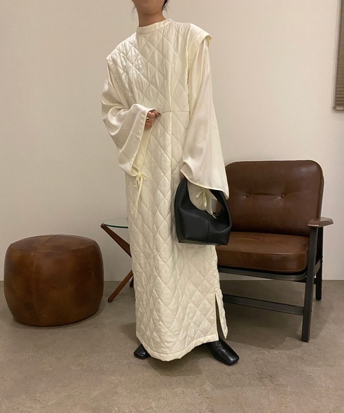 I_am（アイアム）の「vintage like quilting ops（ワンピース・レディース・ブラウン/オフホワイト・FREE）」の13枚目の写真
