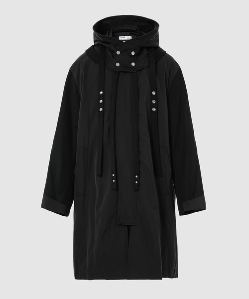 C2H4(シーツーエイチフォー)の「PANELLED SHELTER DISTRESSING PARKA(モッズコート・メンズ・ブラック・M)」の1枚目の写真