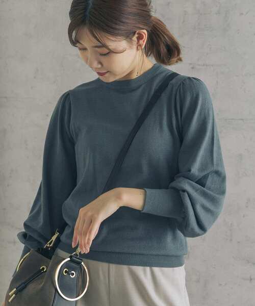 URBAN RESEARCH ROSSO（アーバンリサーチロッソ）の「マシンウォッシャブルパフニットプルオーバー（ニット/セーター・レディース・ライトベージュ/グリーン系その他/ネイビー・FREE）」の15枚目の写真