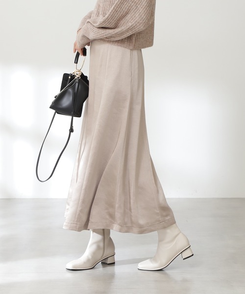 N.（N. Natural Beauty Basic）（エヌエヌナチュラルビューティーベーシック）の「【S Size Line】◆サテンマーメイドスカート（スカート・レディース・グレー/ベージュ/カーキ・SMALL/MEDIUM）」の7枚目の写真