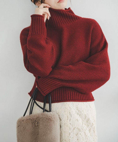 FREE'S MART(フリーズマート)の「◇4者混鹿の子(かのこ)タートルネックニット(ニット/セーター・レディース・ブルー/ブラック/レッド/オレンジ/ホワイト・FREE)」の4枚目の写真