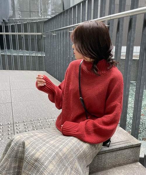 FREE'S MART(フリーズマート)の「◇4者混鹿の子(かのこ)タートルネックニット(ニット/セーター・レディース・ブルー/ブラック/レッド/オレンジ/ホワイト・FREE)」の10枚目の写真