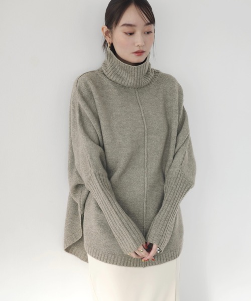 andme(アンドミー)の「天竺編み長袖ラウンドヘムタートルネックニット(ニット/セーター・レディース・チャコールグレー/オートミール/ベージュ/グリーン/オレンジ/ラベンダー/グレー系その他/ネイビー/ミント/グレー/ブラウン/ピンク・F(M))」の22枚目の写真