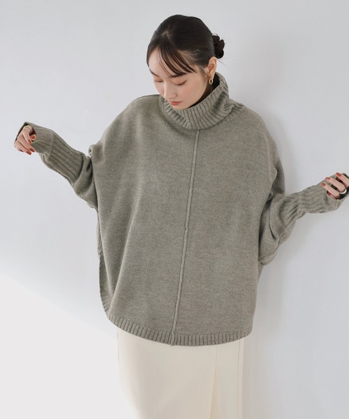 andme(アンドミー)の「天竺編み長袖ラウンドヘムタートルネックニット(ニット/セーター・レディース・チャコールグレー/オートミール/ベージュ/グリーン/オレンジ/ラベンダー/グレー系その他/ネイビー/ミント/グレー/ブラウン/ピンク・F(M))」の20枚目の写真