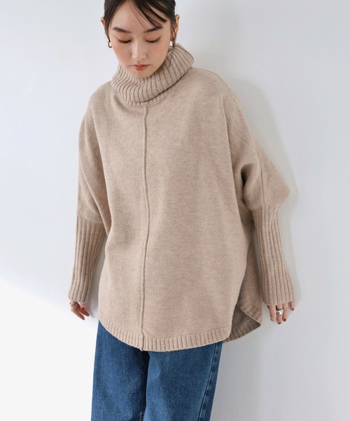 andme(アンドミー)の「天竺編み長袖ラウンドヘムタートルネックニット(ニット/セーター・レディース・チャコールグレー/オートミール/ベージュ/グリーン/オレンジ/ラベンダー/グレー系その他/ネイビー/ミント/グレー/ブラウン/ピンク・F(M))」の17枚目の写真