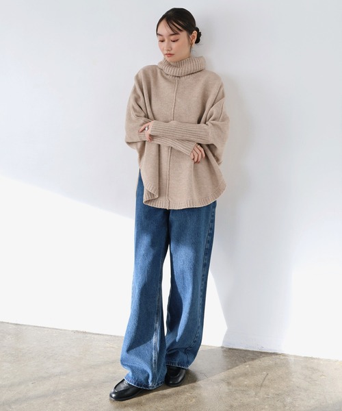 andme(アンドミー)の「天竺編み長袖ラウンドヘムタートルネックニット(ニット/セーター・レディース・チャコールグレー/オートミール/ベージュ/グリーン/オレンジ/ラベンダー/グレー系その他/ネイビー/ミント/グレー/ブラウン/ピンク・F(M))」の19枚目の写真