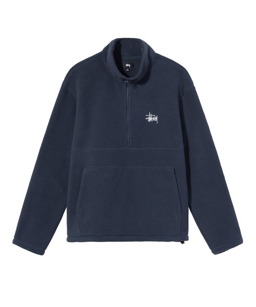STUSSY（ステューシー）の「Half Zip Mock Neck（スウェット・メンズ・ネイビー/ベージュ・MEDIUM/X-LARGE/SMALL/LARGE）」の2枚目の写真