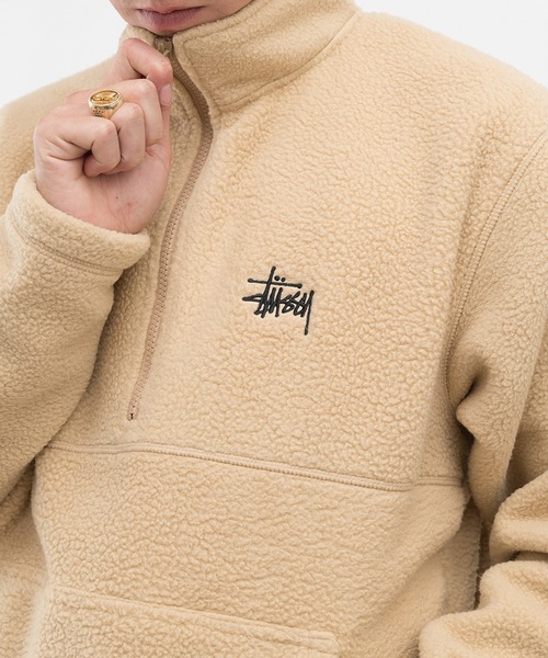 STUSSY（ステューシー）の「Half Zip Mock Neck（スウェット・メンズ・ネイビー/ベージュ・MEDIUM/X-LARGE/SMALL/LARGE）」の3枚目の写真