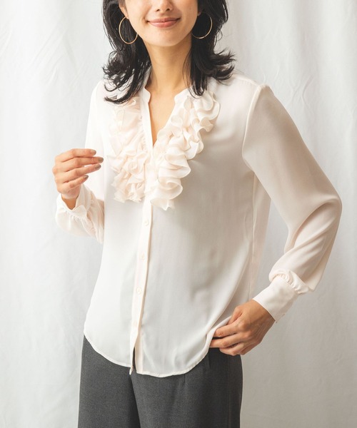 NARACAMICIE（ナラカミーチェ）の「無地ジョーゼットキーネックフリル