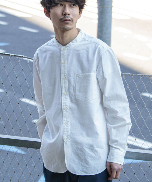 GLOSTER（グロスター）の「【GLOSTER/グロスター】ハーフプラケット バンドカラーシャツ（シャツ/ブラウス・メンズ・オフホワイト/ベージュ系その他/オリーブ/ブルー系その他・MEDIUM/LARGE）」の2枚目の写真