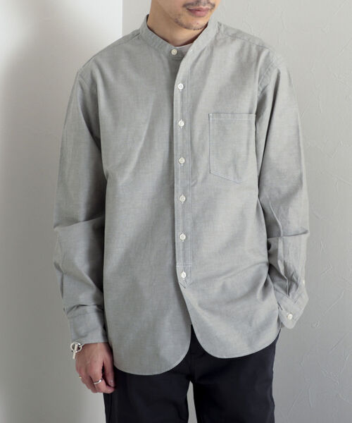 GLOSTER（グロスター）の「【GLOSTER/グロスター】ハーフプラケット バンドカラーシャツ（シャツ/ブラウス・メンズ・オフホワイト/ベージュ系その他/オリーブ/ブルー系その他・MEDIUM/LARGE）」の3枚目の写真