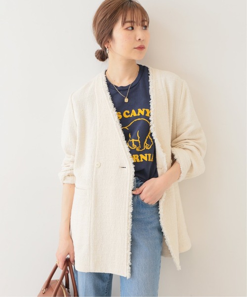 SLOBE IENA（スローブイエナ）の「綿ツィードVネックジャケット