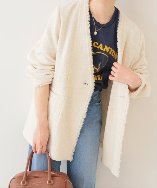 SLOBE IENA（スローブイエナ）の「綿ツィードVネックジャケット
