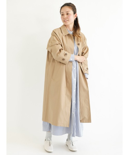 Lugnoncure（ルノンキュール）の「撥水加工ステンカラーコート（ステンカラーコート・レディース・ベージュ/キャメル/ネイビー・ﾌﾘ-）」の3枚目の写真