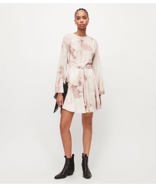 ALLSAINTS LARA SILK BLEND VIOLA DRESS