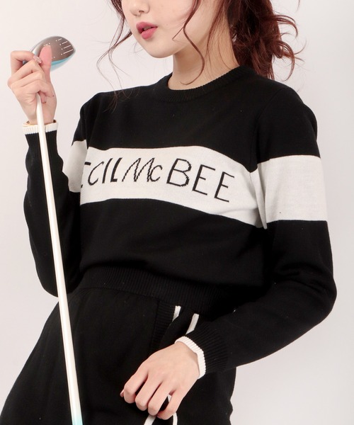 セシルマクビーグリーン CECIL McBEE green クルーネックラインロゴニット （WH） セシルマクビーグリーン CECIL McBEE green クルーネックライン