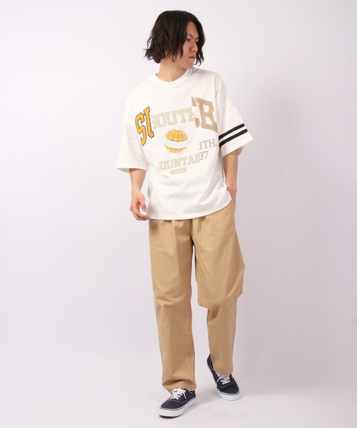 A.T,C in the attic homme(エーティーシーインジアティックオム)の「カレッジロゴ&刺繍入りルーズTシャツ(Tシャツ/カットソー・メンズ・ホワイト/ブルー/グリーン・M/L/XL)」の6枚目の写真
