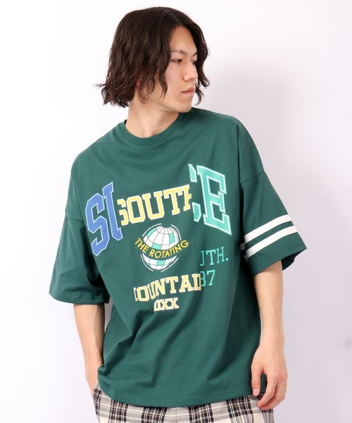 A.T,C in the attic homme(エーティーシーインジアティックオム)の「カレッジロゴ&刺繍入りルーズTシャツ(Tシャツ/カットソー・メンズ・ホワイト/ブルー/グリーン・M/L/XL)」の9枚目の写真