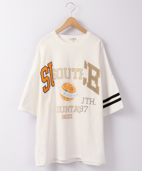 A.T,C in the attic homme(エーティーシーインジアティックオム)の「カレッジロゴ&刺繍入りルーズTシャツ(Tシャツ/カットソー・メンズ・ホワイト/ブルー/グリーン・M/L/XL)」の19枚目の写真