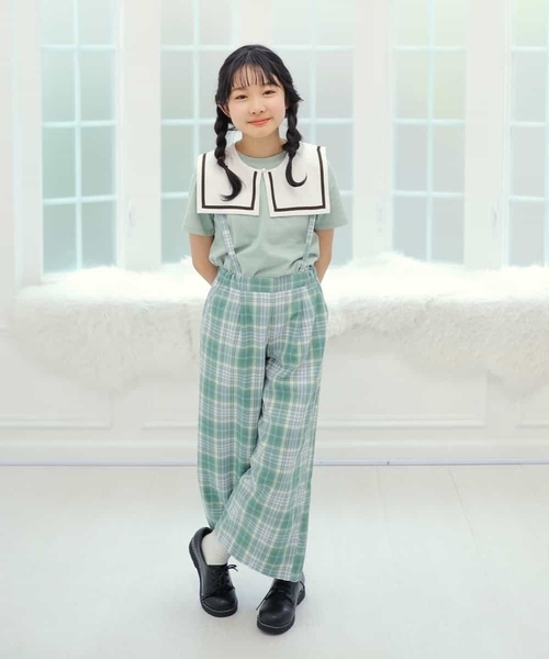a.v.v（アーヴェヴェ）の「[100-130]【あっちゃんファミリーコラボ】セーラーカラー付け襟Tシャツ（Tシャツ/カットソー・キッズ・ミント/ライトパープル・120/130）」の19枚目の写真
