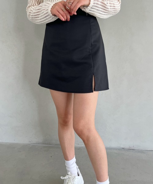 CLEA（クレア）の「スリット台形ミニスカート/スカパン（スカート・レディース・ブラック/ブラウン/ピンク/イエロー/アイボリー・S/M/L）」の19枚目の写真