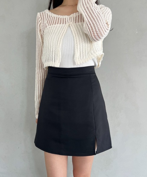 CLEA（クレア）の「スリット台形ミニスカート/スカパン（スカート・レディース・ブラック/ブラウン/ピンク/イエロー/アイボリー・S/M/L）」の20枚目の写真