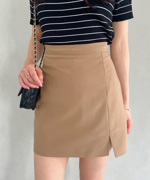 CLEA（クレア）の「スリット台形ミニスカート/スカパン（スカート・レディース・ブラック/ブラウン/ピンク/イエロー/アイボリー・S/M/L）」の16枚目の写真