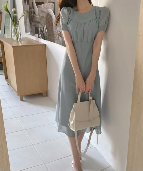 セール フレンチバブルスリーブ シフォン風ワンピース ワンピース Gossip ロサンゼルス ゴシップロサンゼルス のファッション通販 Zozotown