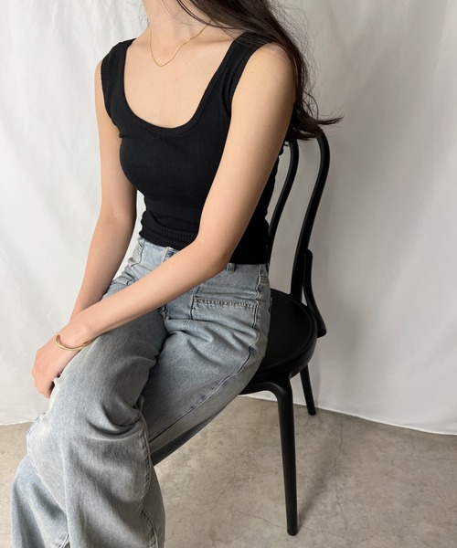 H.Warren(エイチウォーレン)の「裾リブタンクトップ(Tシャツ/カットソー・レディース・ホワイト/ブラック/グリーン/ベージュ・FREE)」の15枚目の写真