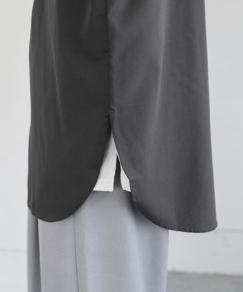 ASTRONOMY（アストロノミー）の「ビッグシルエットブロード5分袖シャツ　ブロード/ストライプ/クレリック（シャツ/ブラウス・メンズ・チャコール/サックスブルー/ホワイト/ネイビー×ホワイト/ホワイト×ブラック/カーキ/ベージュ/ストライプ・S/M/L）」の11枚目の写真