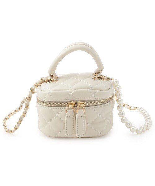 Ober Tashe(オーバータッシェ)の「キルティングバニティバッグ(ショルダーバッグ・レディース・ホワイト/ブラック/イエロー/ピンク系・FREE)」の2枚目の写真