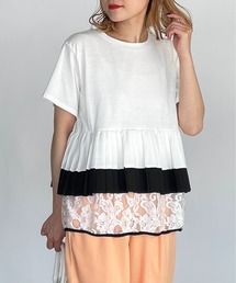 PICCIN | プリーツレース切替えプルオーバー(Tシャツ/カットソー)