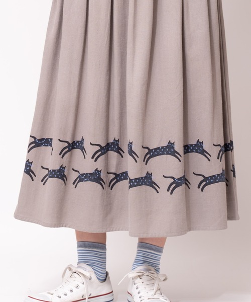 salle de bal（サルデバル）の「LITTLE MARKET / リトルマーケット 裾猫スカート 猫 にゃんこ キャット CAT catwalk FRH（スカート・レディース・グレー/ピンク・FREE）」の4枚目の写真